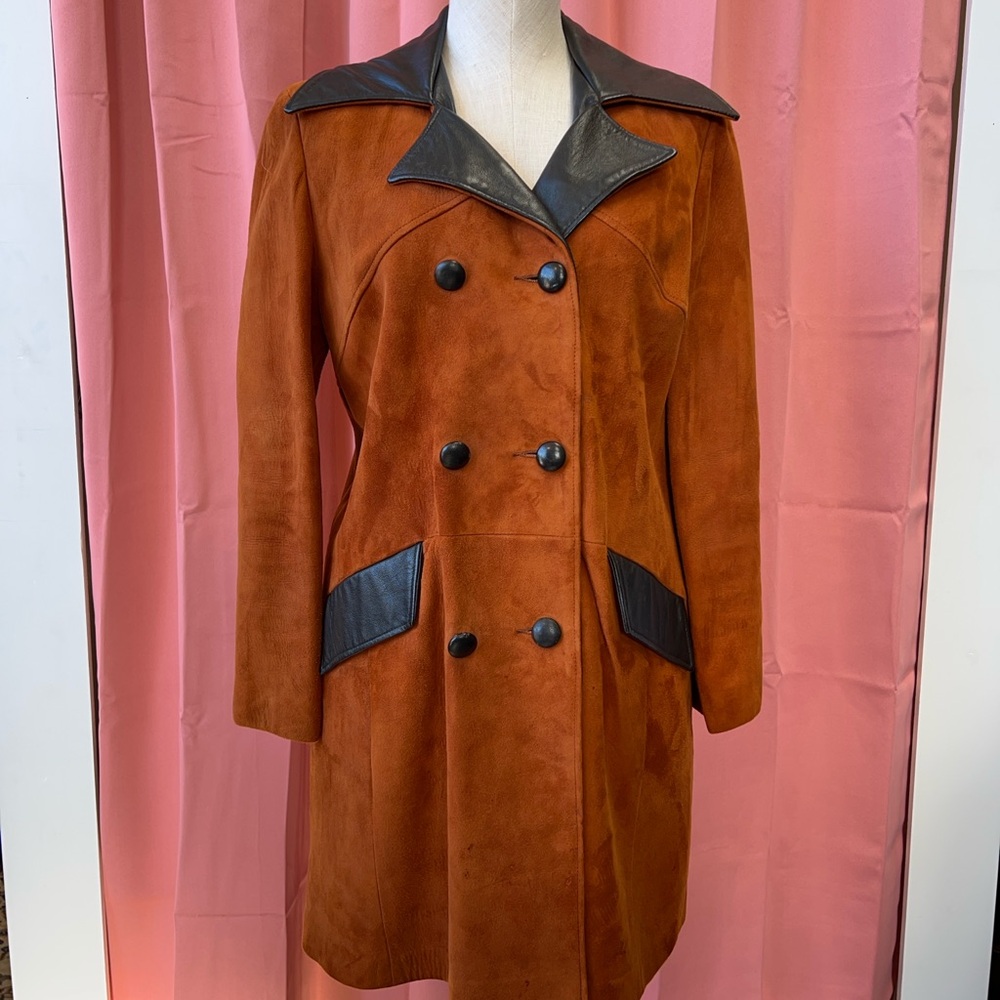 60s Suede Orange Jacket with Leather Details